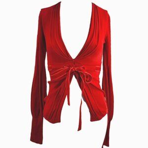 NWT Archival 2000s Roberto Cavalli Belted Stretch Knit Cardigan Velvet Belt NOS